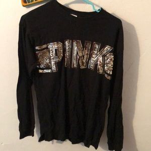“Pink” black and sparkly long sleeve tee